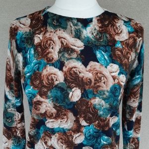 TALBOTS Merino Wool Rose Printed Sweater
